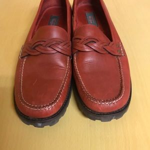 Red BASS brand loafers
